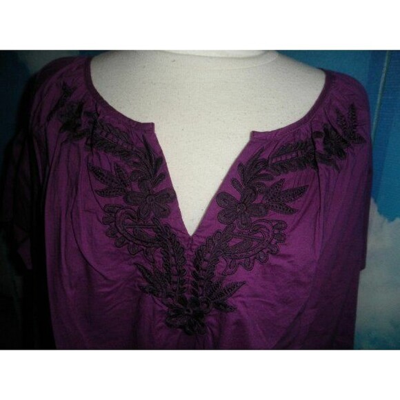 NEW by BASIC EDITIONS, GORGEOUS PURPLE PEASANT BLOUSE, TOP, SHIRT  PLUS SIZE 2X - Picture 5 of 12